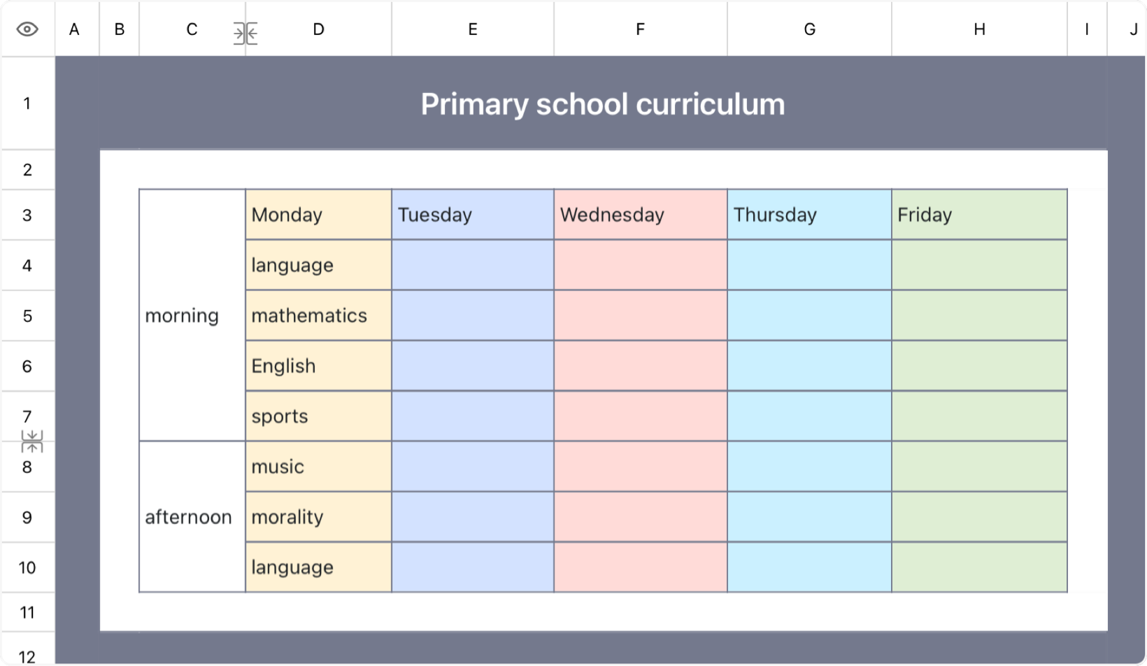 Primary school curriculum 1 1